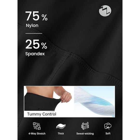 3X Willit Women's Knee Length Hi Wasted Tummy Control Exercise pants w/Pockets - Picture 4 of 6